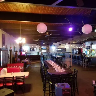 tables and chairs in a restaurant