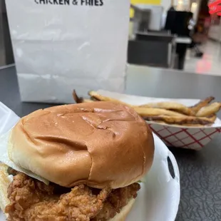 Chicken sandwich with fries!