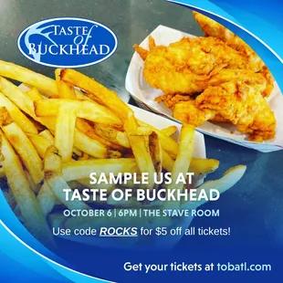 Fresh, all natural, no antibiotics ever buttermilk fried chicken tenders with homemade sauces @ Taste of Buckhead Thursday, 10/6