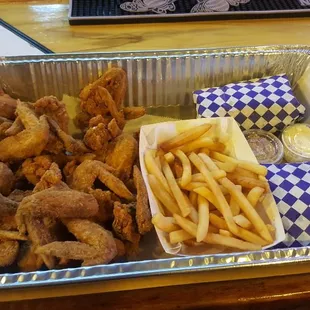 chicken wings and fried chicken, food