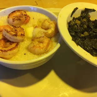 Shrimp and Grits with greens