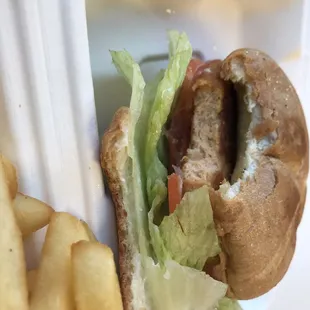 a sandwich and french fries