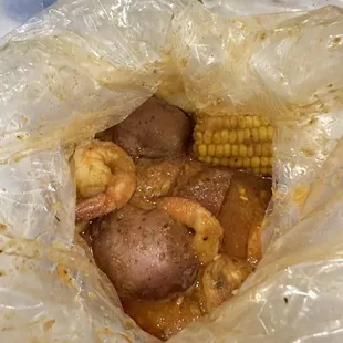 Tail only shrimp boil w/ potato &amp; corn