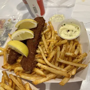 Fish &amp; chips (2 fish has already been eaten lol)