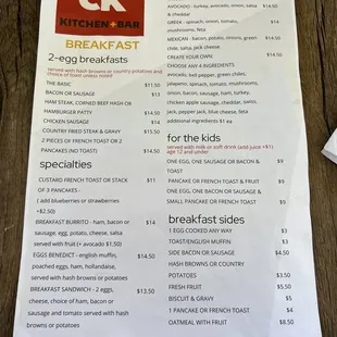 Breakfast Menu