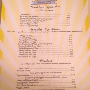 menu