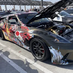 a car with its hood open