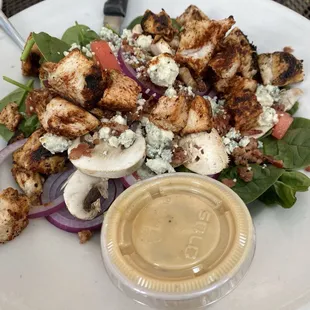 Spinach Salad with blackened chicken added