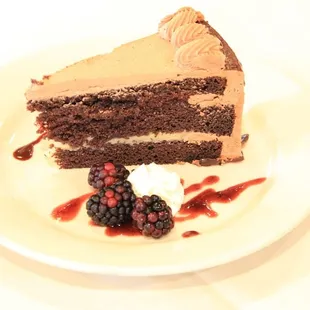 a slice of chocolate cake