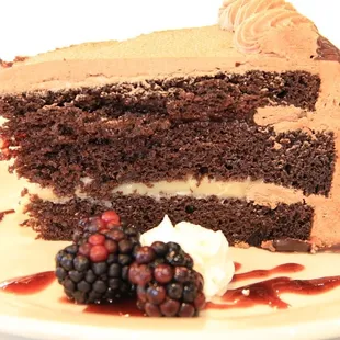 a slice of chocolate cake