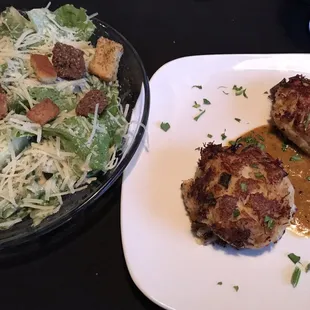 If you request extra anchovies, they will be smashed into the dressing, not appearing on top of the salad as expected. Crab cakes are GOOD!