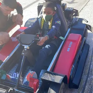 Getting sized in to the kart