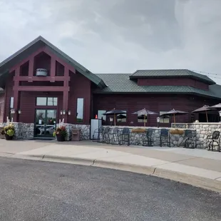 Outside the restaurant.