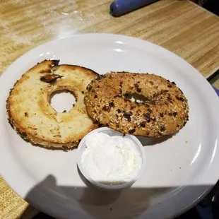 Everything bagel with cream cheese