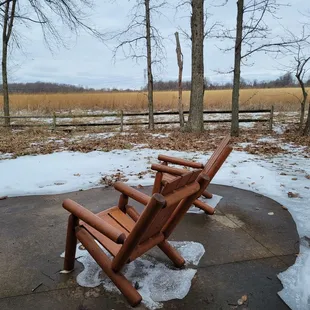 Chairs facing meadow at shelterhouse