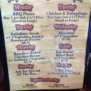 Daily specials