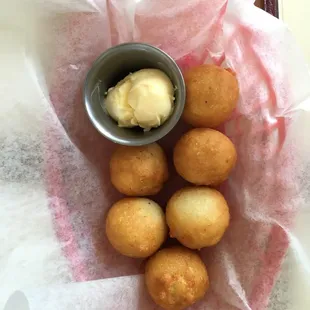 Amazing hush puppies, still hot!