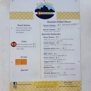 Food truck menu