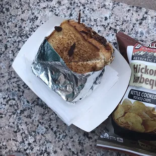 a sandwich and chips