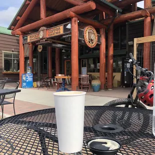 Patio. Dog friendly. Vanilla latte.