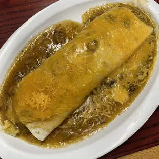 Smothered breakfast burrito