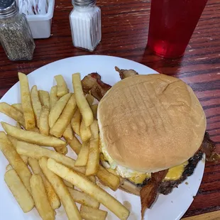 a burger and french fries