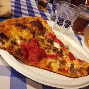 a slice of pizza and a salad