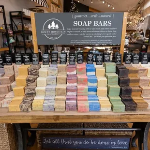 Variety of soap bars.