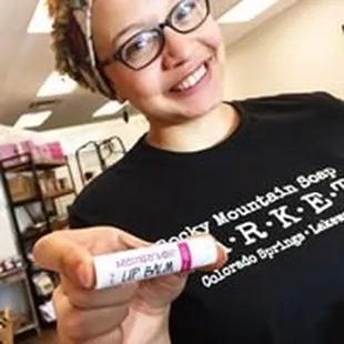 Kyra with our handcrafted fabulous LIP BALM!