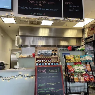 the counter and menus