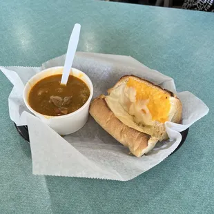 Colorado Pork Green Chile w/ cheese bread.