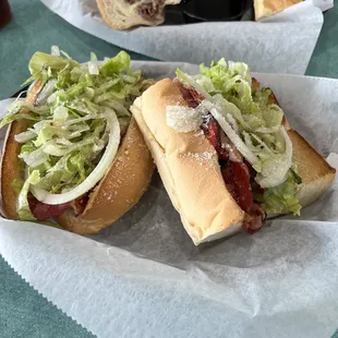 Pastrami sub and French Dip with aus jus