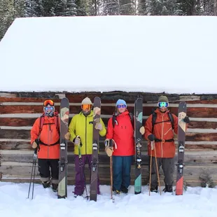 Friends on a  powder day
