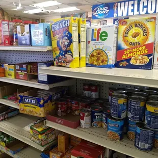 Mmmm, cereal, popcorn, crackers, and granola bars