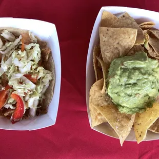 Tilapia taco and guacamole chips from the La Chinta Poblana food stand at the festival