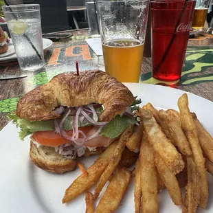 Chicken salad sandwich with fries