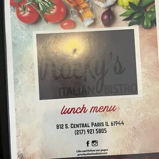 Lunch menu