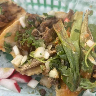 a close up of a taco