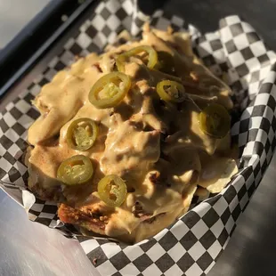 Nachos with your choice of meat! Omg! To die for!