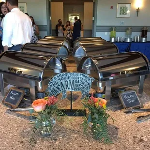 a table with food items on it