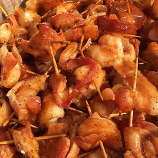 shrimp and bacon skewers