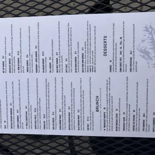 Food menu