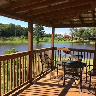 a view of the river from the deck