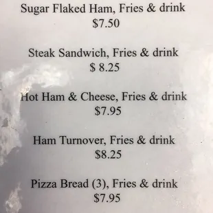 a menu for the day
