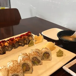 Special roll and yellow tail avocado