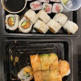 Negitoro Roll ($13) Salmon and Avocado Roll ($7) Orenji Roll ($15)
