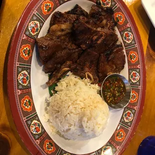Beef short ribs with rice platter