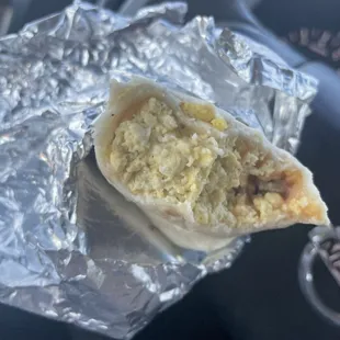 the inside of a burrito