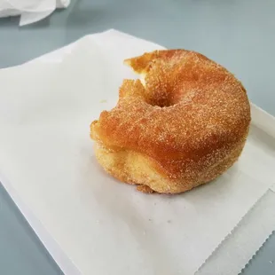 The sugar doughnut- only tasted good because it had been freshly made.