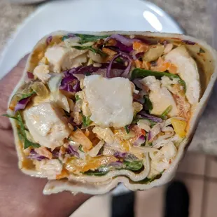Spicy kimchi chicken wrap - NO kimchi, but (thankfully) no cilantro!!